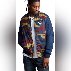 TRUE RELIGION MESH CAMO BOMBER JACKET